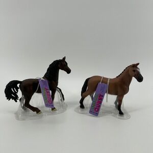 Animal Quest 2 Horse Figurines 5.5" Toy Brown Tan Realistic Play Kids Gift NWT